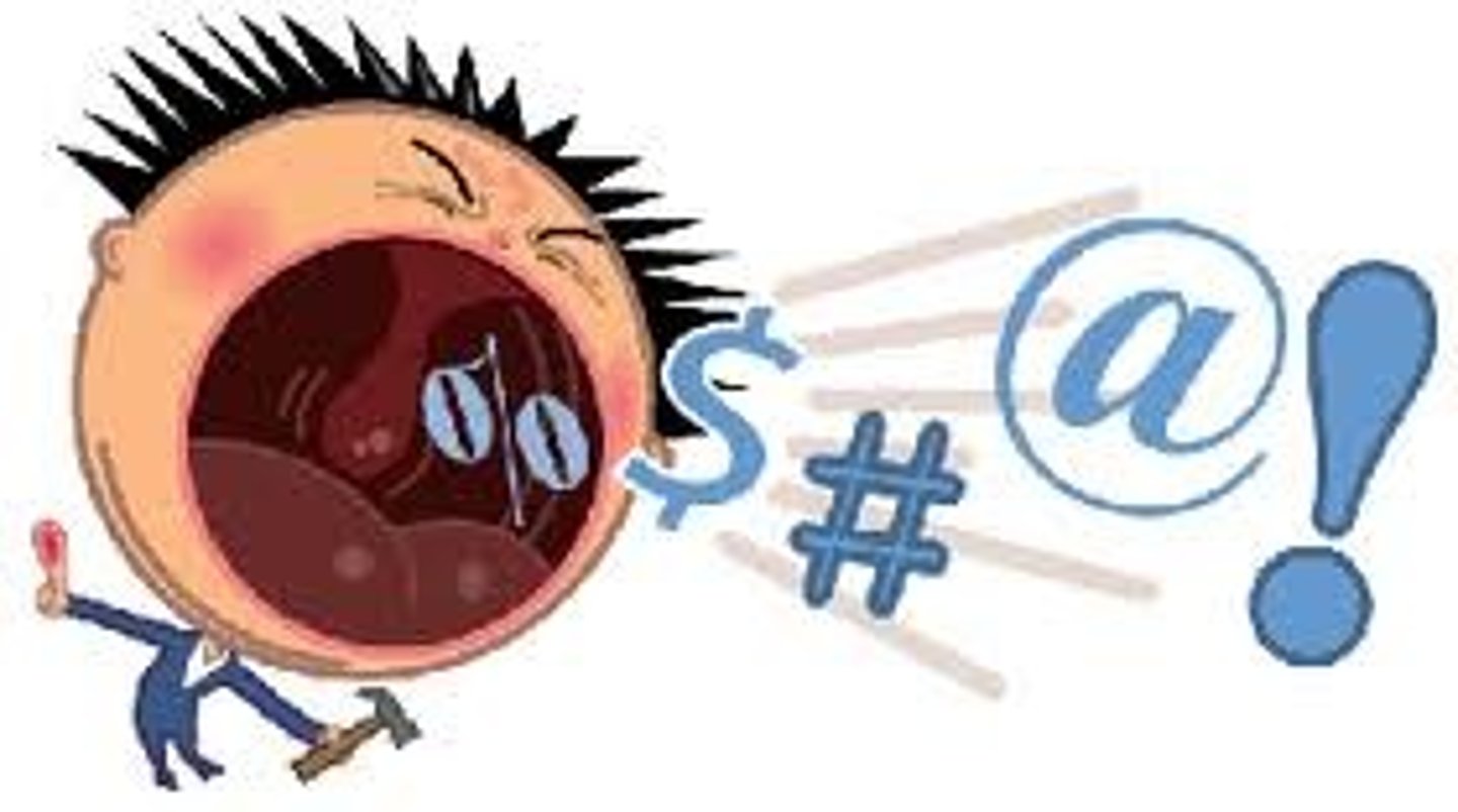 <p>to curse, swear</p>