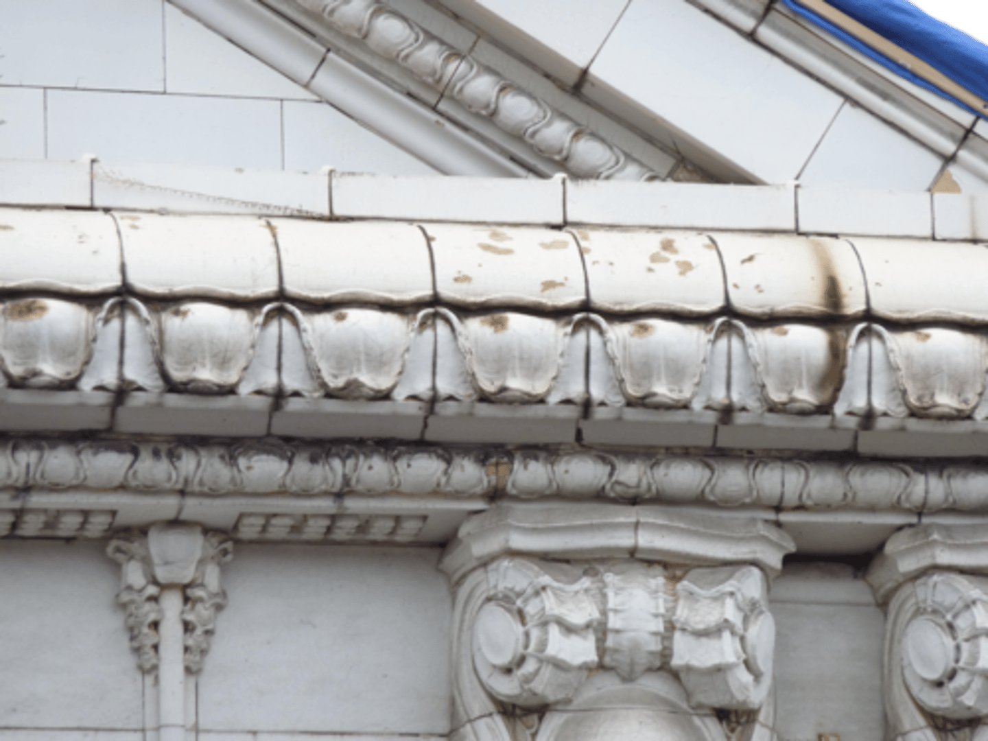 <p>a molding having pendant, tonguelike elements carved in relief against a flat or curved surface</p>