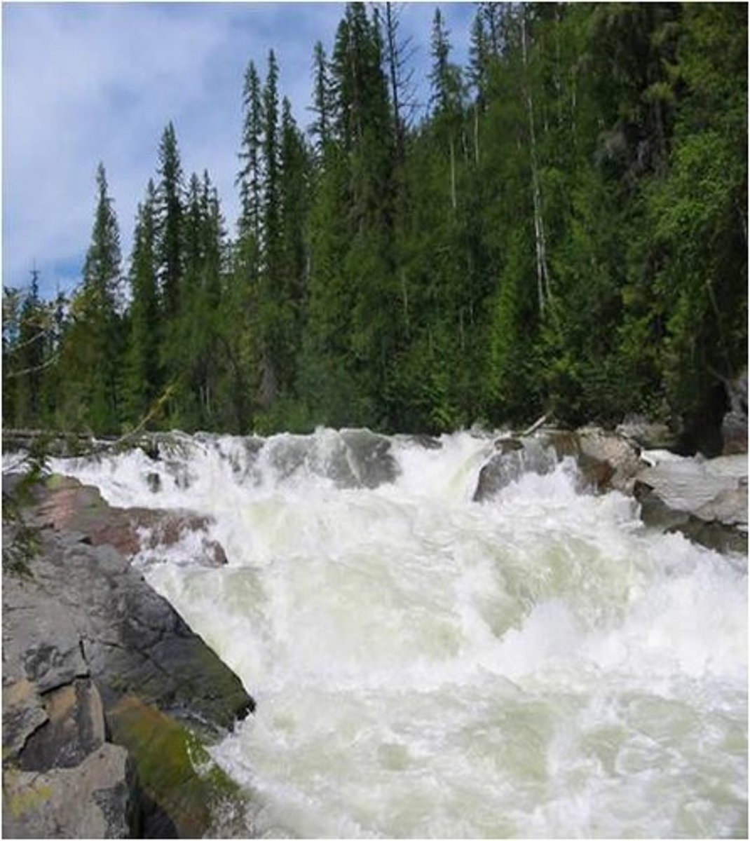 <p>narrow, turbulent, changing directions, high velocity</p>