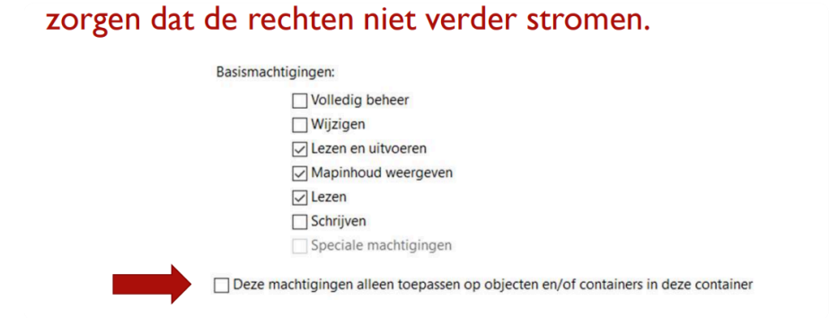 <p>Optie die je dus kan aanzetten, belangrijk als files deze optie dus niet mogen overerven</p>