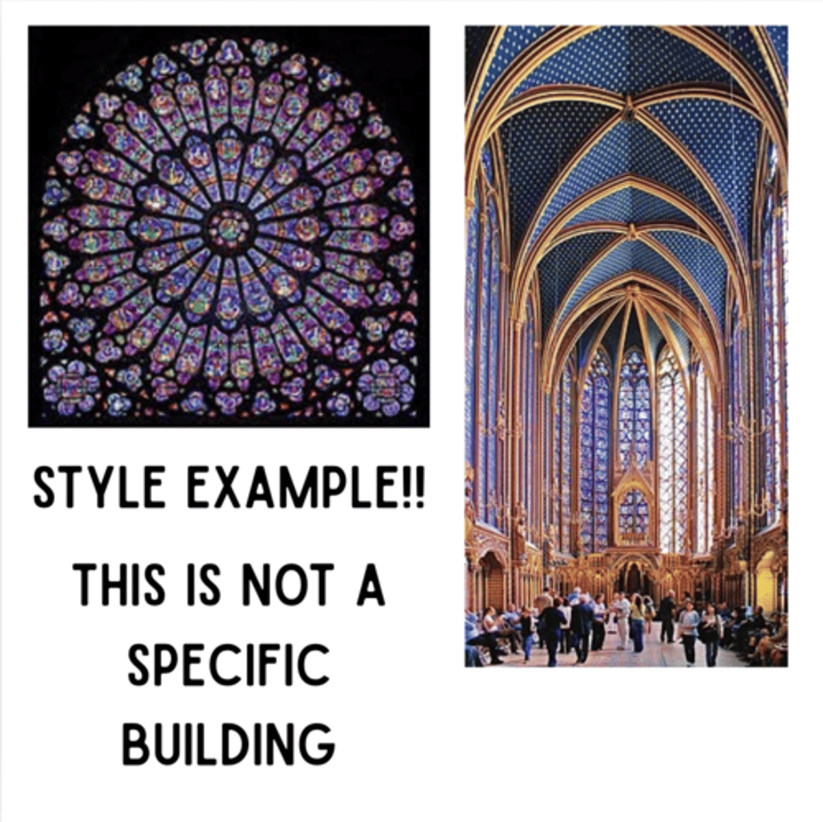 <p>Style of French Gothic architecture from the period of about 1240 to 1350, characterized by its decorative emphasis on stained glass windows, especially the rose windows with radiating tracery, which gave the style its name. a transition from earlier Gothic, a focus on surface decoration and lightness, reducing masonry to create walls that appear almost entirely made of glass, supported by delicate, clustered columns and elaborate tracery. Key examples include the Sainte-Chapelle in Paris</p>