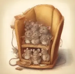 <p>私のいすの中にはネズミの家族が住んでいるのを見つけた。 I found a family of mice living in my ______.</p>