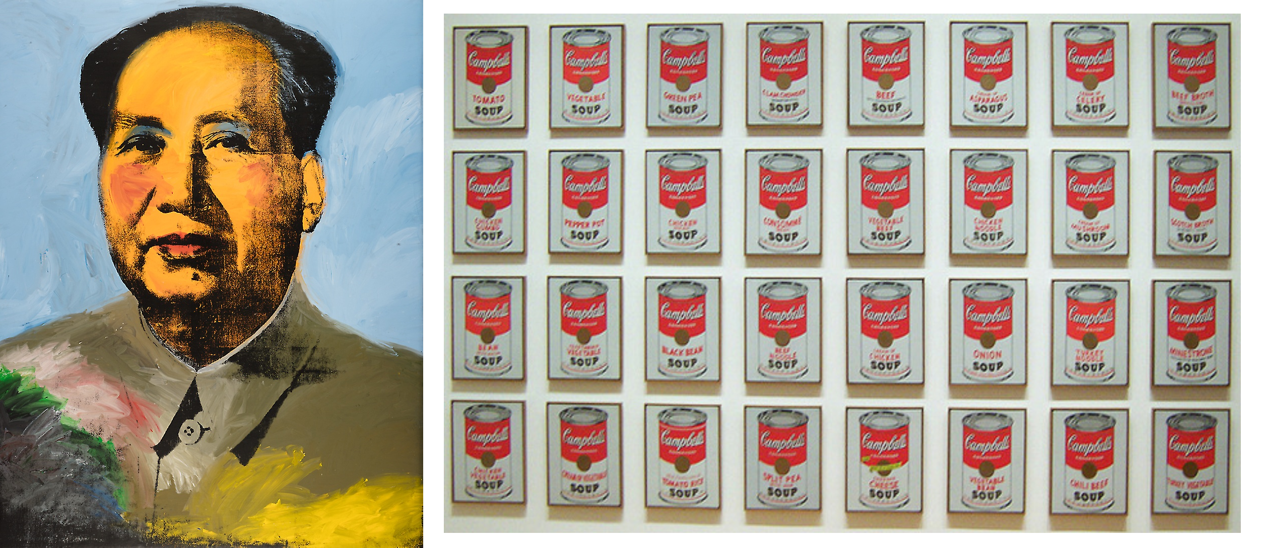 <ul><li><p><span>was responsible for bringing 'popular' everyday culture into museums.</span></p></li><li><p><span>Mao</span></p></li><li><p><span>Campbell’s Soup I</span></p></li></ul><p></p>