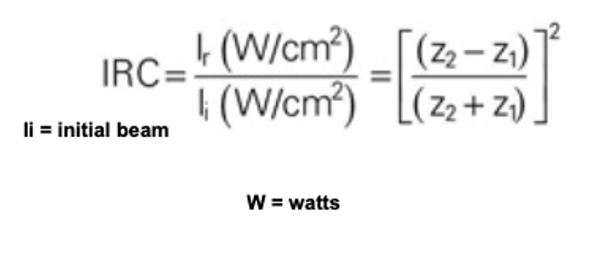 <p>Quantifies the fraction of the intensity that is reflected off the boundary or medium, representing the percentage of reflection between two mediums.</p><p><span>&nbsp;the reflected (echo) intensity <strong>(Ir) </strong>is divided by the incident intensity <strong>(Ii)</strong></span></p>
