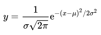 (in image) 

\
* e ≈ 2.71828 (base of natural log) 
* approximate µ by xbar for finite set of data
* approximate σ by s for finite set of data