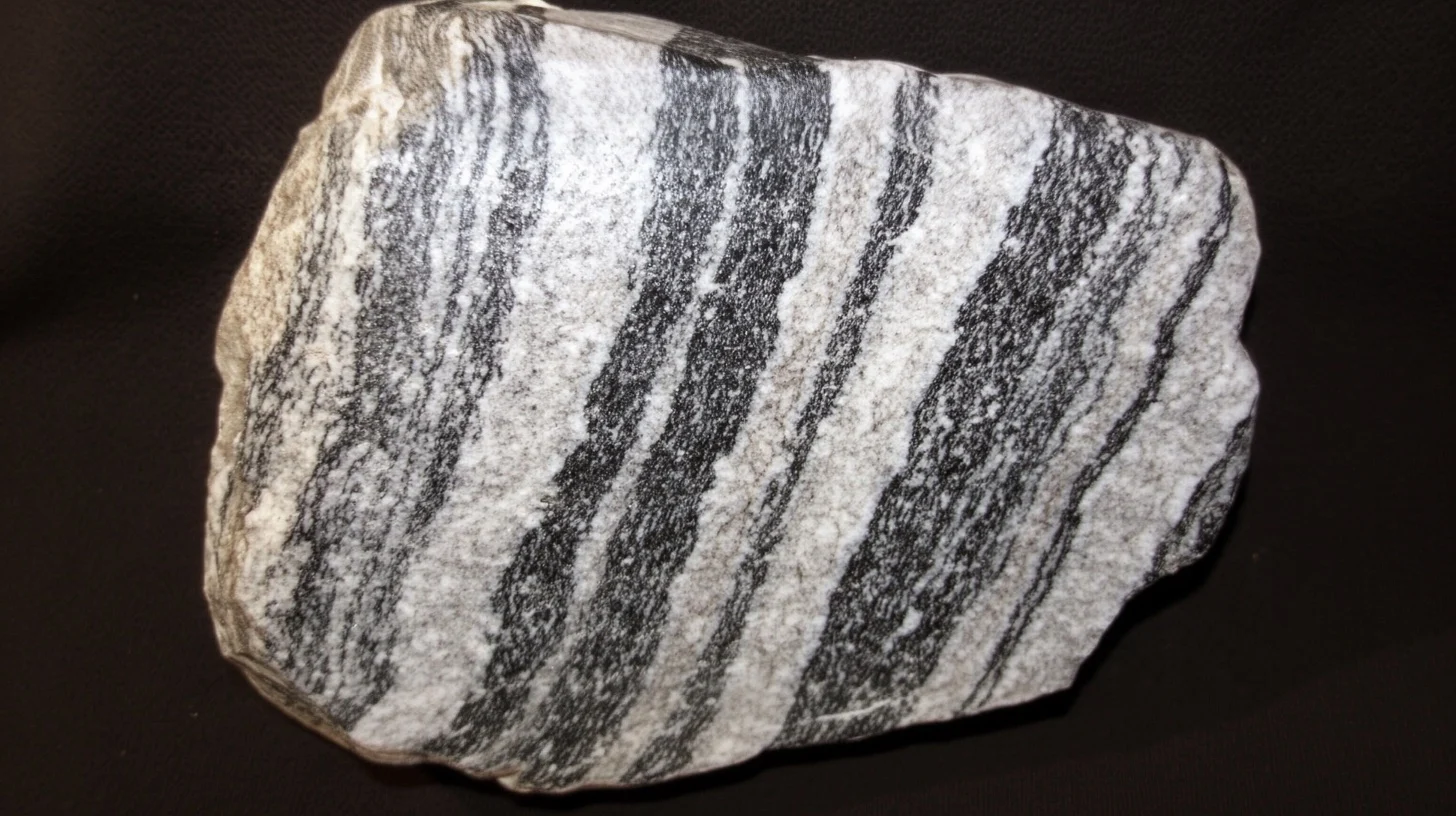 <p>Banded. Made up of granular mineral grains. It typically contains abundant quartz or feldspar minerals.</p>