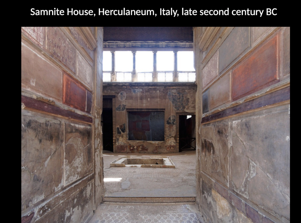 <p>Samnite House, Herculaneum- first style wall painting in the Sammite House- Italy&nbsp;</p>