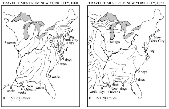 <p>By the 1870s, which of the following most reflected the continuation of the trend depicted on the maps?</p>