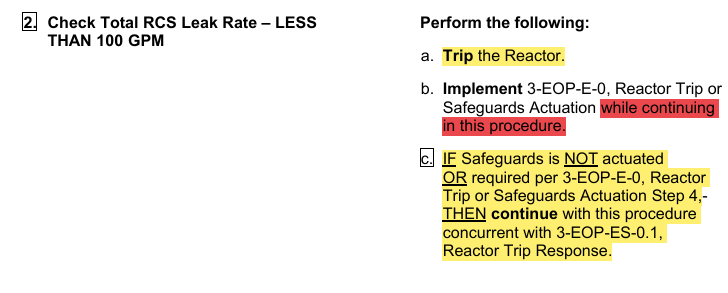 <p>Trip the Reactor</p><p>Implement E-0 while continuing A-103</p><p>***If “S” is NOT actuated in E-0 continue with A-103 concurrent with ES-0.1</p>