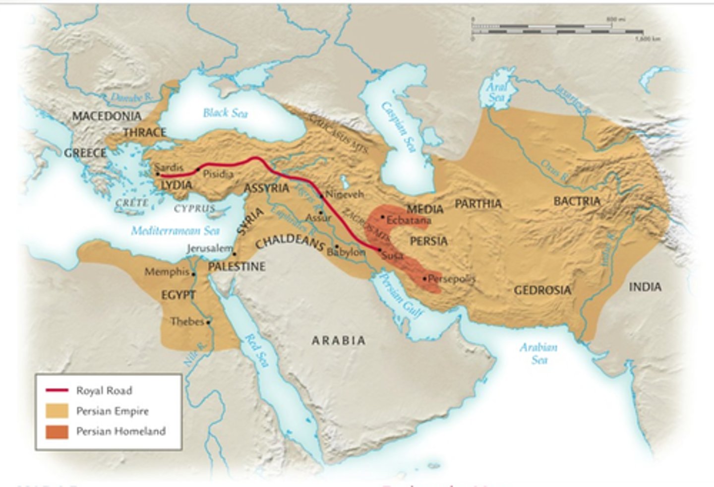 <p>Starts with Cyrus the Great going through the Persian Wars and doesn't end until Alexander the Great (Greece) conquers Persia. Cyrus conquered many regions, eventually holding an empire that stretched from India to the borders of Egypt. After Cyrus, his son Cambyses conquered Egypt. Then Darius continued to expand the empire while also uniting the different ethnic groups under Achaemenid control. The Achaemenids were very tolerant of different cultures (even between monotheistic vs polytheistic).</p>