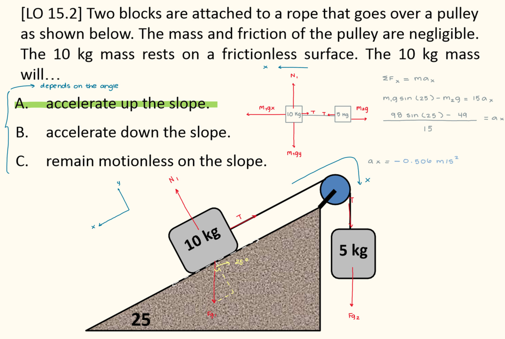 <p>accelerate up the slope</p>