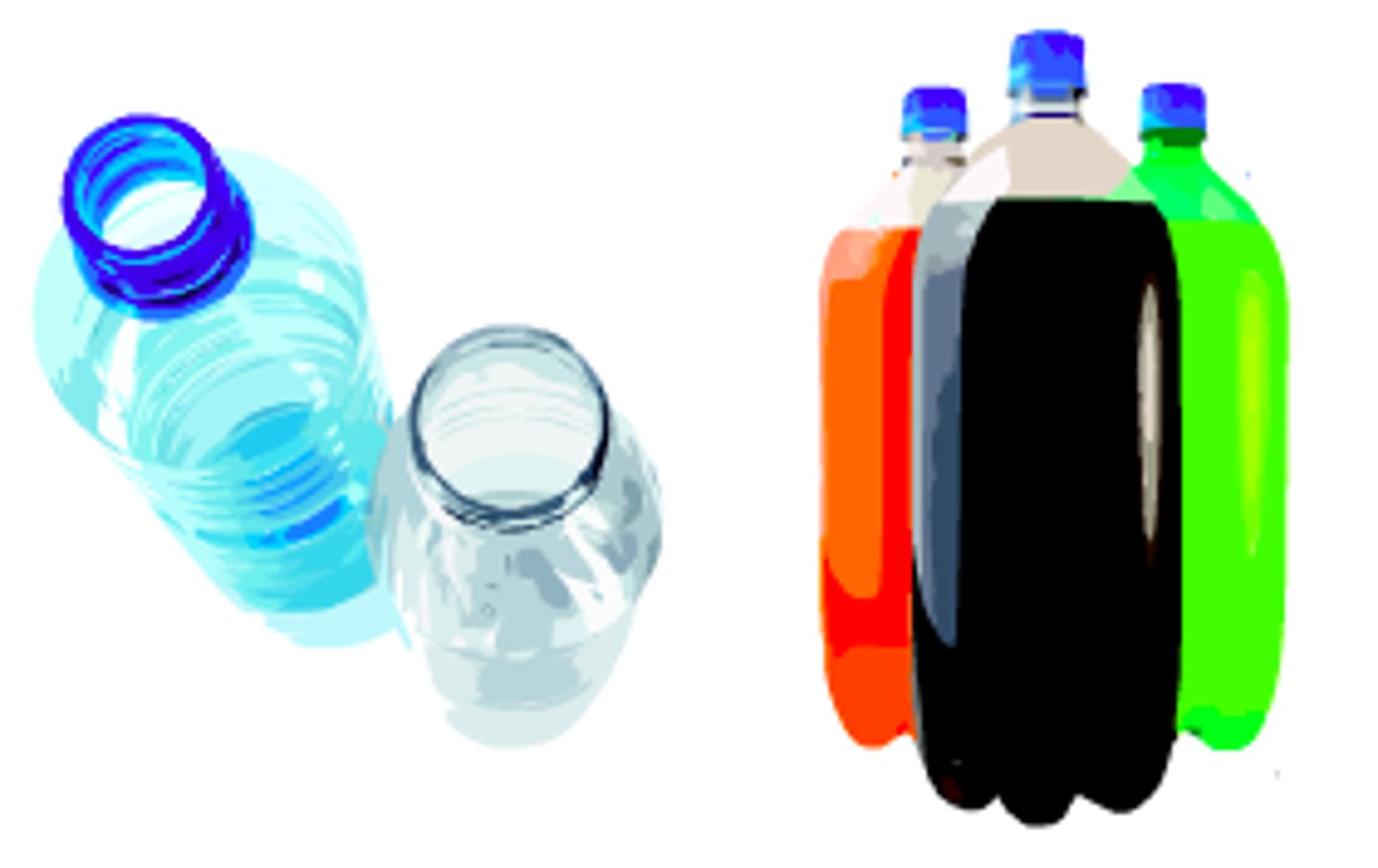 <ul><li><p>thermoplastic </p></li><li><p>soft drink bottles</p></li><li><p>lightweight, usually transparent, available in a range of colours.</p></li></ul><p></p>