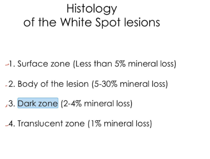 <p></p><p><span style="background-color: transparent;"><span>Note: White spot lesion is under the tooth so the surface is still intact</span></span></p>