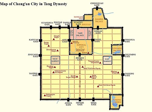 <p>Planned to be 30 sq/miles, grid system. Arranged according to four cardinal points of compass, facing south.</p>