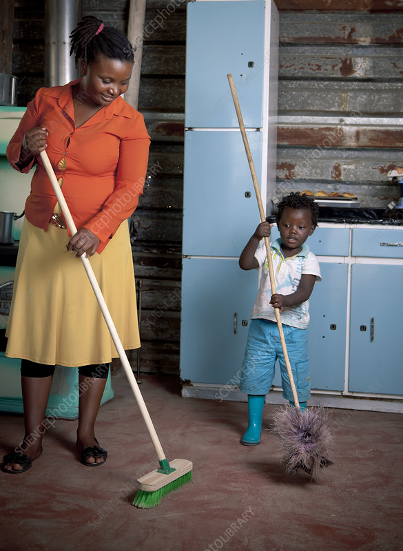 <p>Sweeping the floor</p>