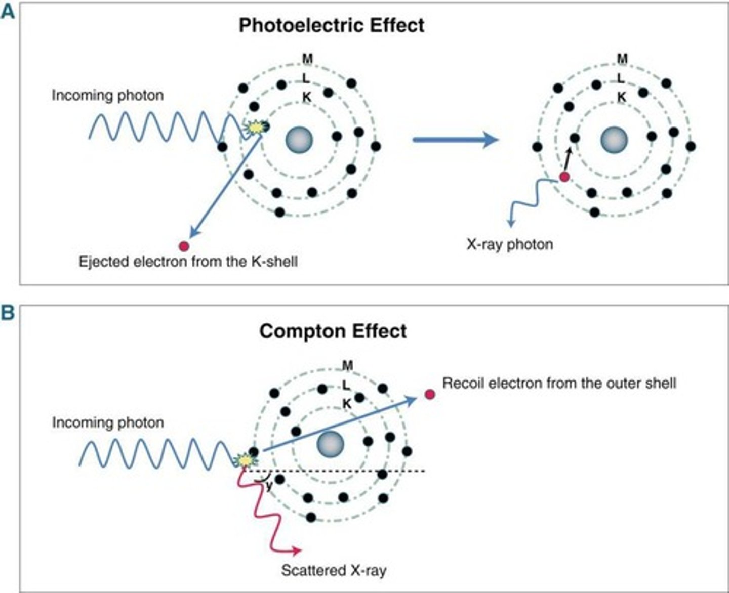 <p>The interaction of an X-ray photon with a bound electron, causing the ejection of the bound electron from its shell.</p>