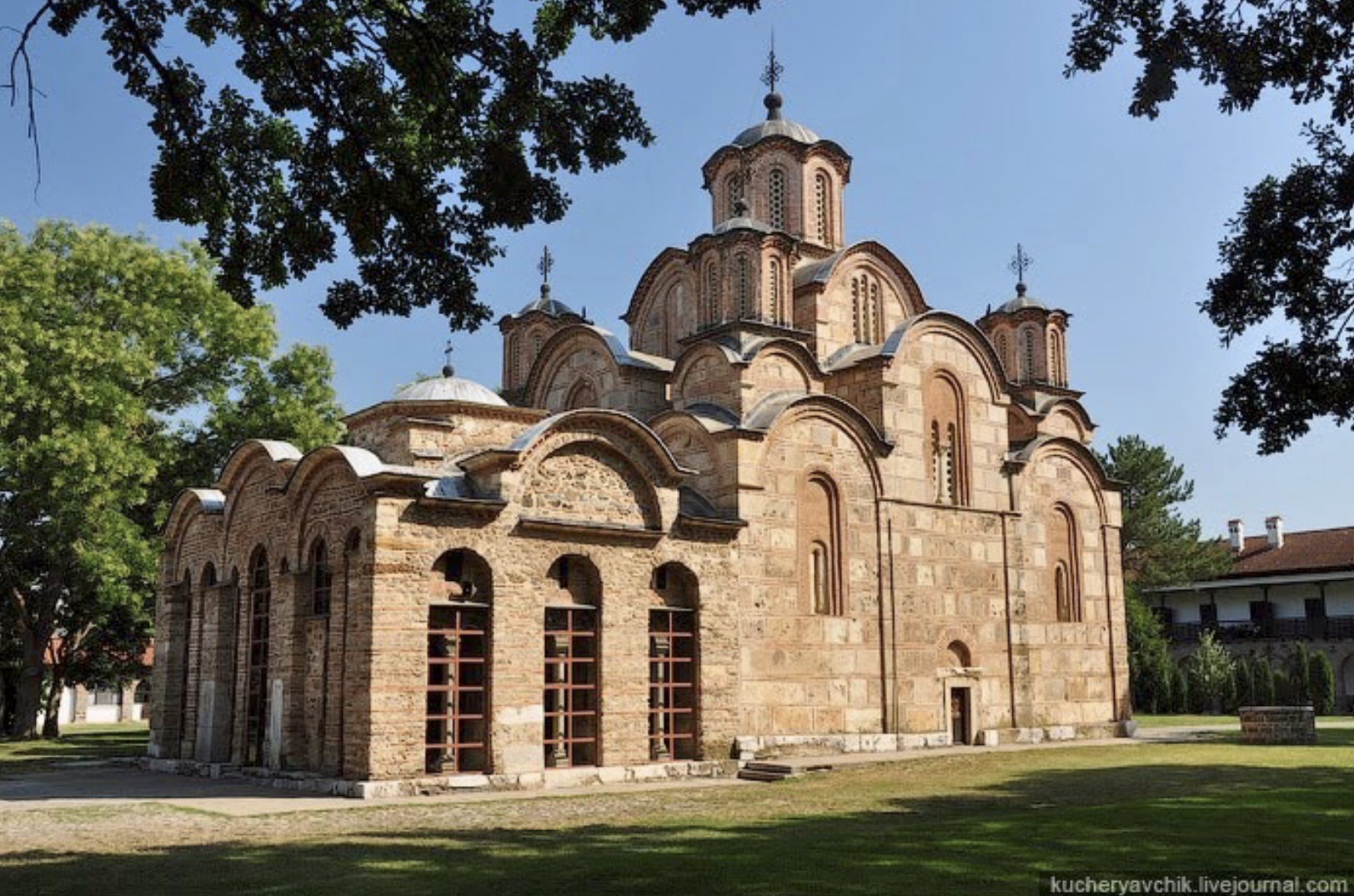 <p>Example of how Byzantine was influencing neighboring regions, Domed Cross-in-Square Plan, cloissone brickwork, using Middle Byzantine plan with added paraklession (private side chapels), highly decorated niches, layers of arching (taller proportions), making statement that says “I am the Emperor of Serbia in the same way as the Emperor of Byzantine”</p>