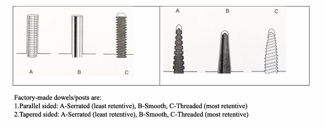 <p>although less retentive than serrated or threaded post surfaces, transmits the least amount of force to the tooth structure</p>