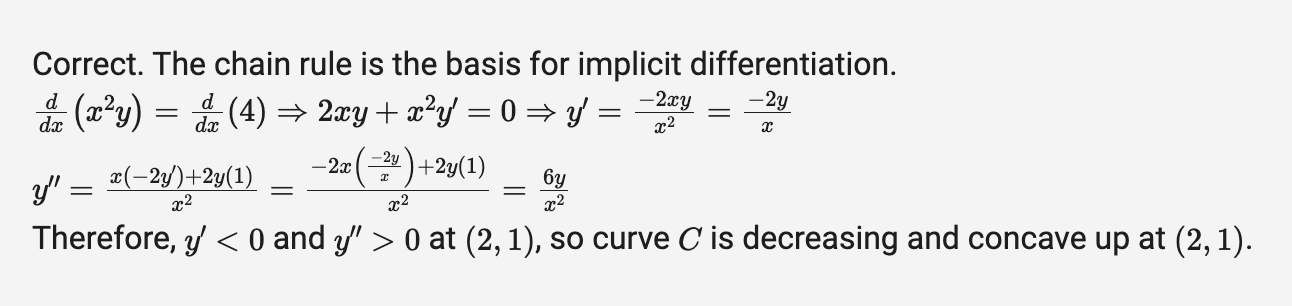 <p>decreasing and concave up because y’&lt;0 and y”&gt;0</p>