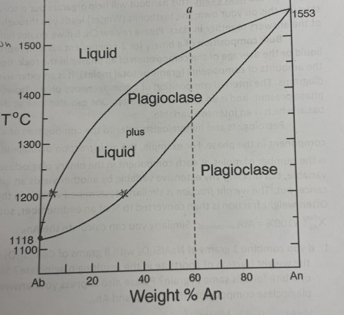 <p>when is first solid produced on the Ab-An binary eutectic (with solid solution) </p>