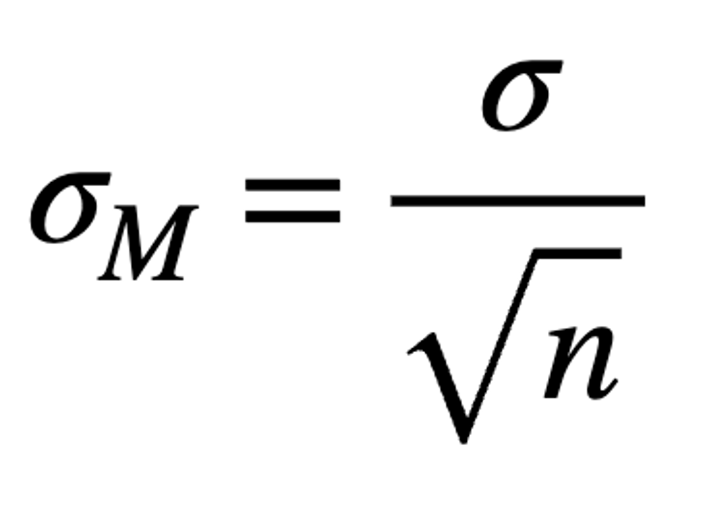 <p>Describes distribution of sample means; when small, all sample means are close together (resembles the population mean)</p><p>Measures how well an individual sample mean represents the entire distribution; also, how well it represents μ, the mean of the sampled population</p>