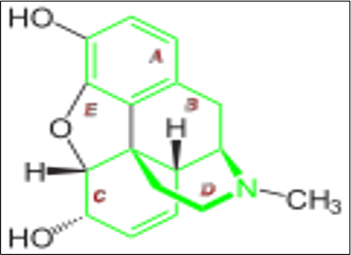 <ul><li><p><u><span style="color: red">phenanthrene</span></u></p></li><li><p>principle active compound from opium used for pain</p></li><li><p>used as a comparison for all other agents when judging strength</p></li><li><p>naturally occuring and comes from opium! </p></li></ul>