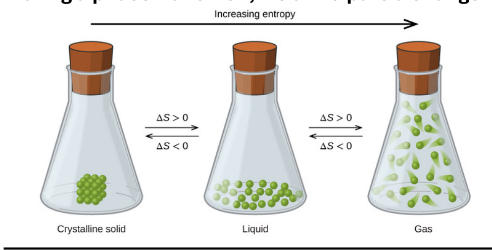 <p>A change in entropy, because of a change in the ordering of molecules</p>
