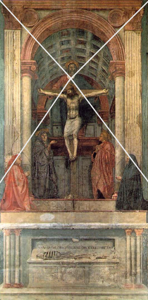 <p>i) A graphic system that creates the illusion of depth and volume on two-dimensional surfaces</p><p>Example: &apos;The Trinity&apos; by Masaccio (1427)</p>