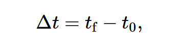 <p>when one event happens at t0 and another at tf; often t0 = 0 and tf = t ( elapsed time = t)</p>