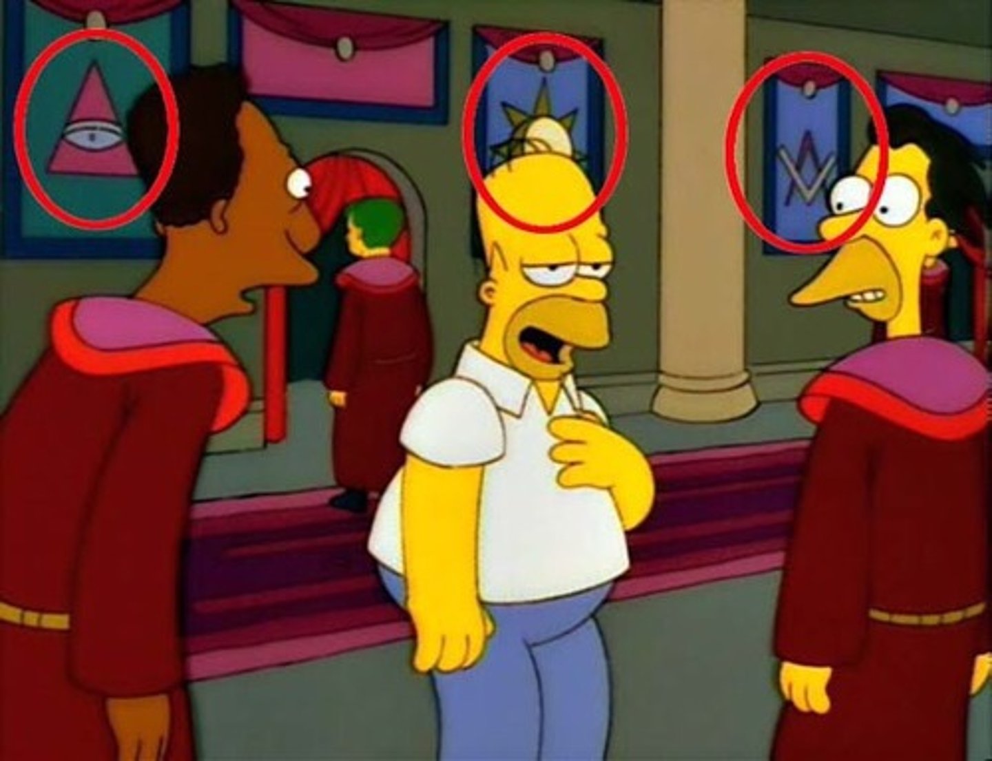 <p>The subliminal stimulus is a stimulus that is <strong>below the absolute threshold of sensation</strong> (less than 50% detected/not detected by an individual). The symbols and clothing must be below Homer's absolute threshold for some reason (he's not the sharpest), and are examples of subliminal stimuli here.</p>