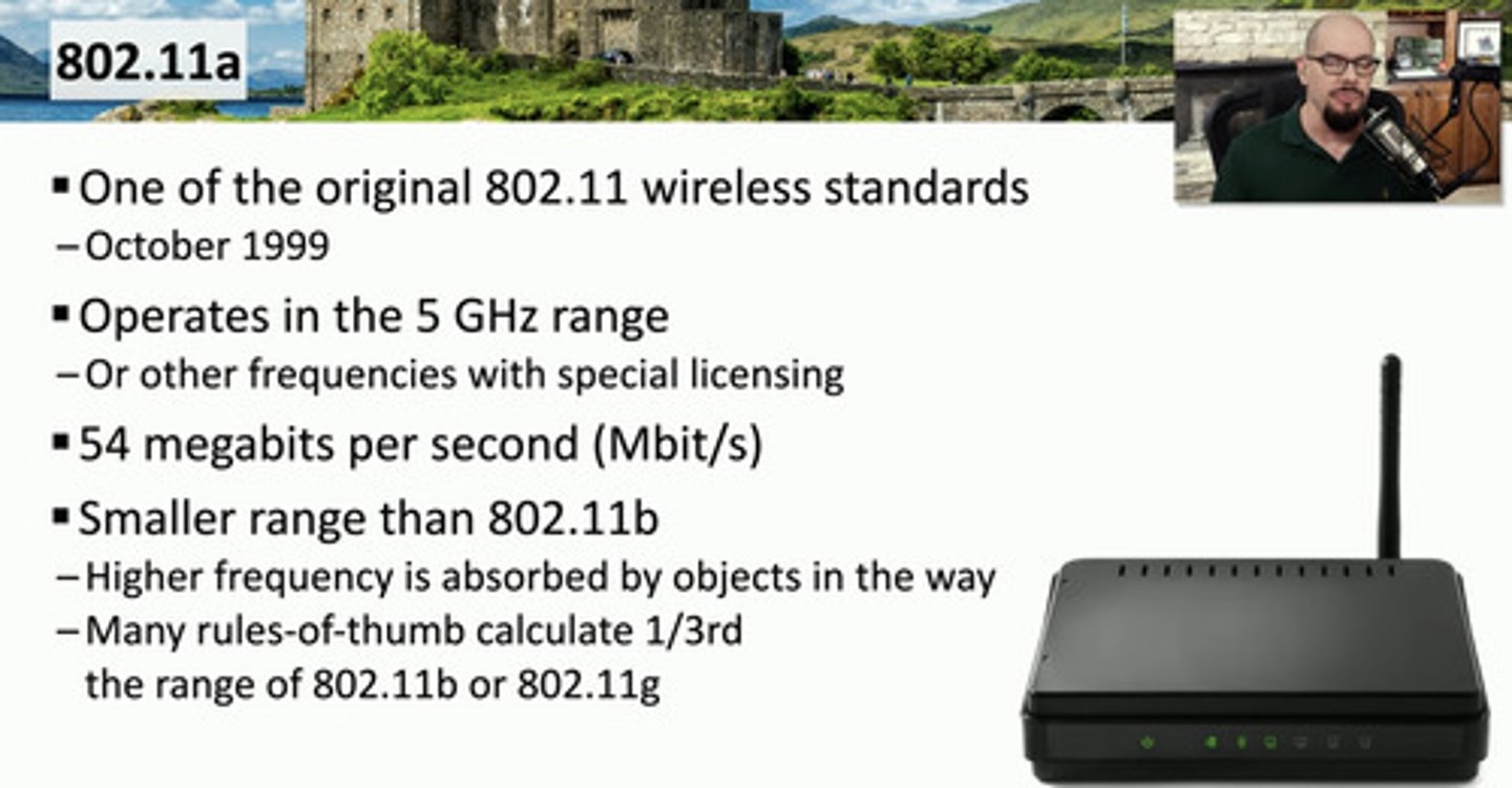 <p>- 5.0 GHz frequency band.</p><p>- Maximum data signaling rate of 54 Mbps.</p>