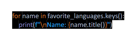 <p>.keys()</p><ul><li><p>You can also use this method to check if an item is not in the dictionary</p></li></ul><p></p>
