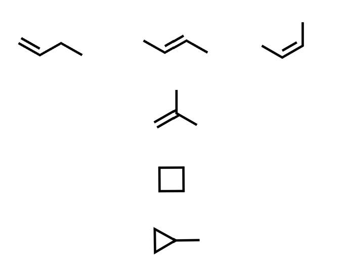 <p>We have partly discussed these already: there is one DBE here</p><ul><li><p>we need to consider double bonds and rings</p></li></ul><p></p>