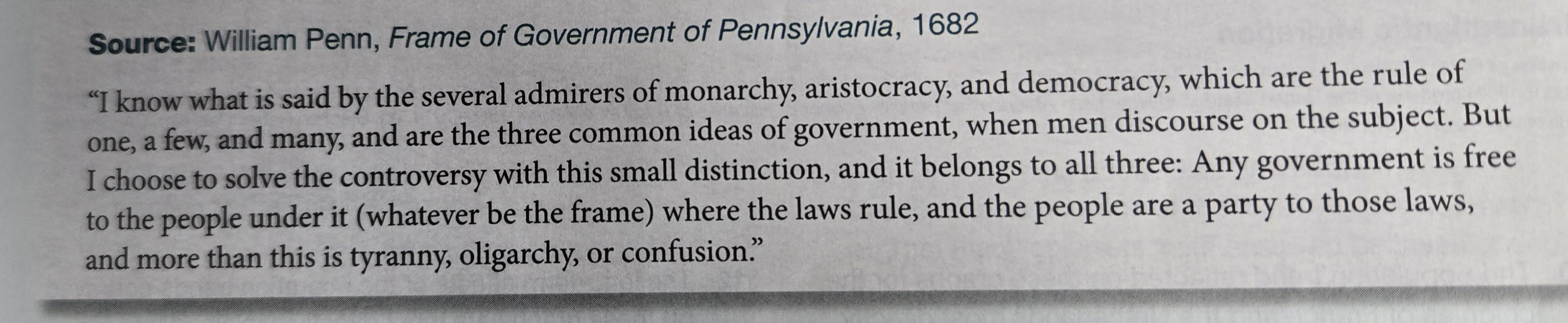 <p>The approach toward governing described in the excerpt was most similar to which of the following</p>