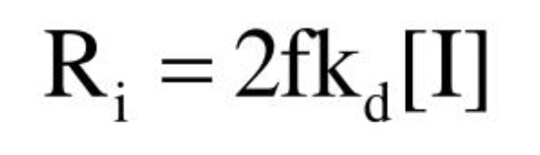<p>Takes into account the fact that only some of the radicals from the initiator actually react with monomers to initiate growing chains</p>