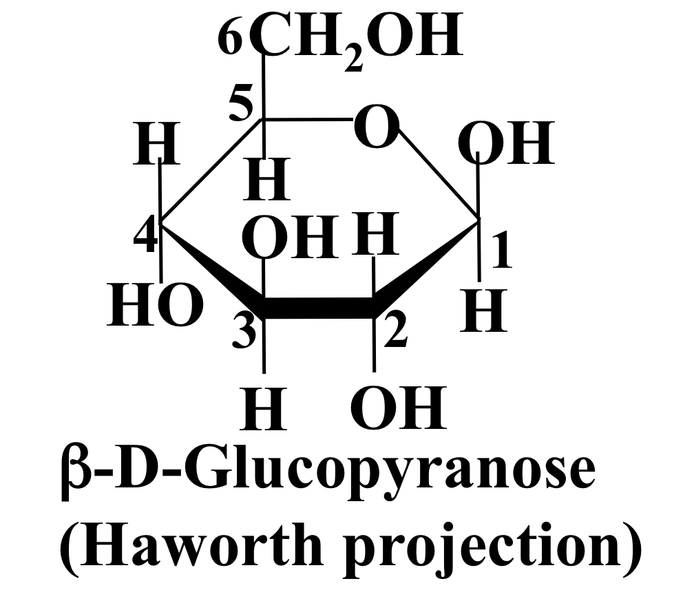 On C1, OH is above H with continuing alternating pattern around the carbon ring. 
