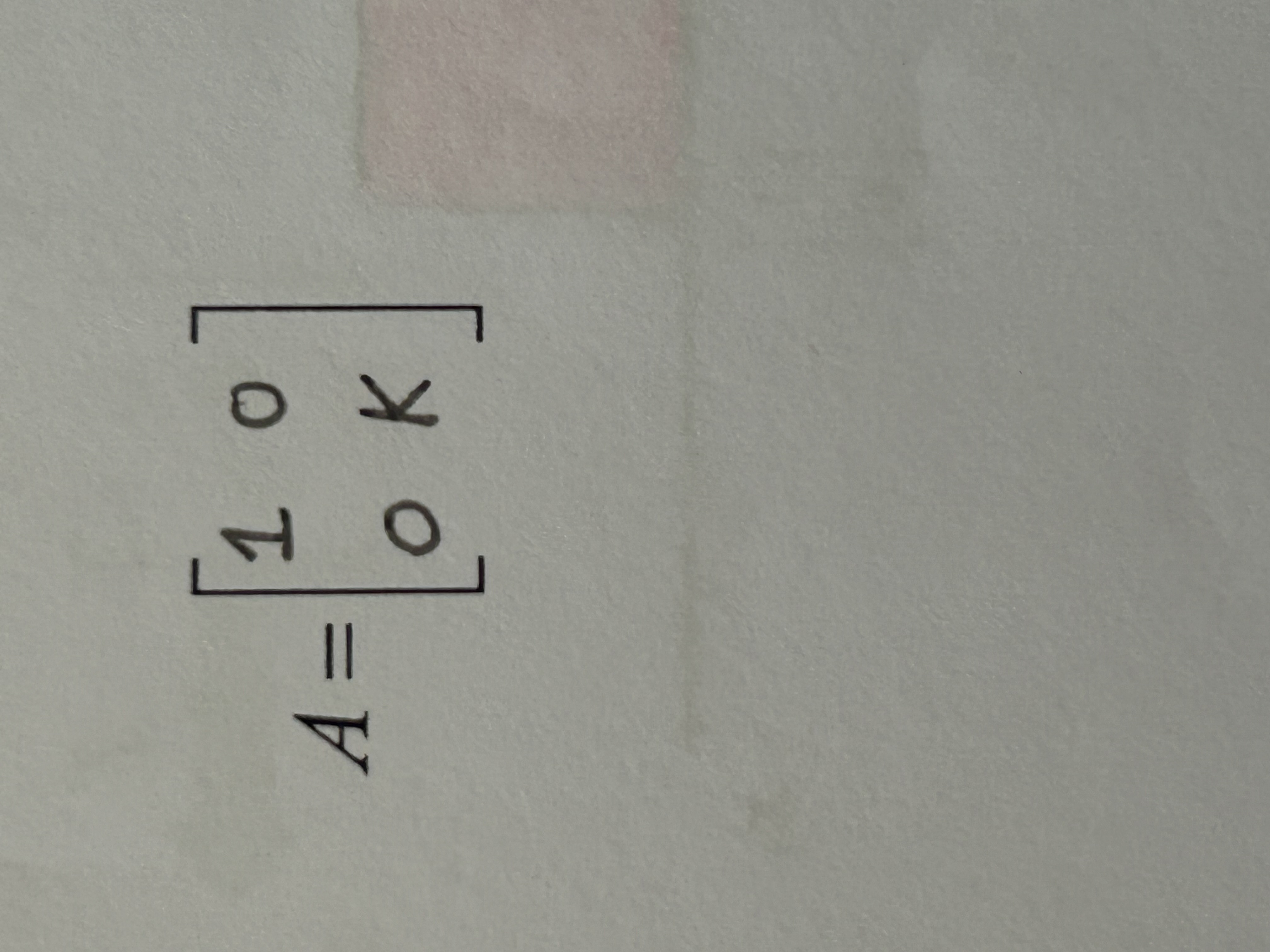 <p>A= [1 0, 0 k]</p>