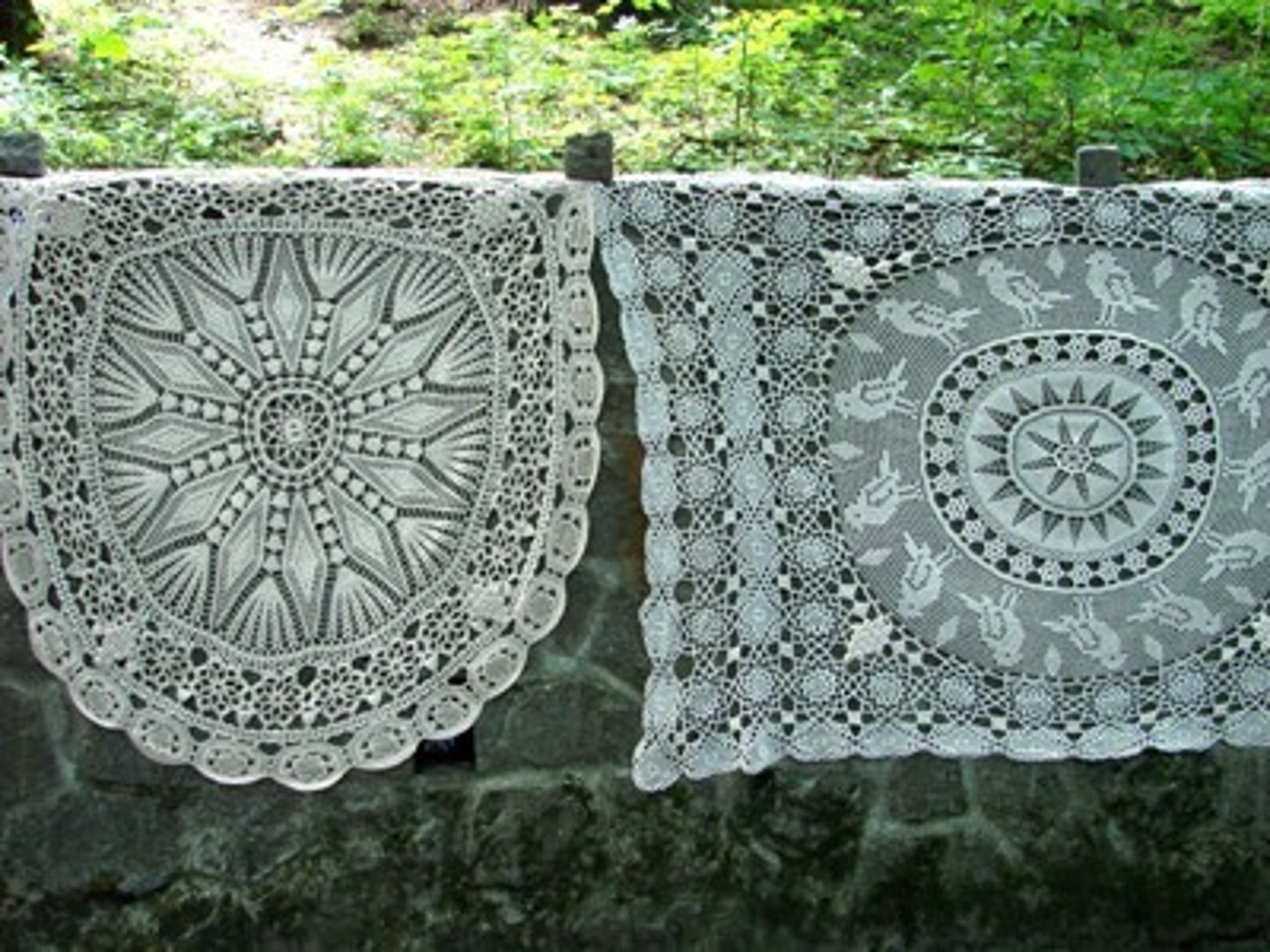 <p>= made of lace</p>