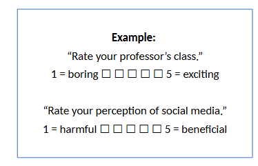 <p>Semantic Differential Format Questions</p>