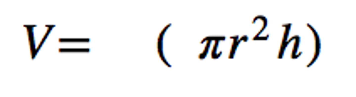 <p>V = pi x r^2 x h</p>