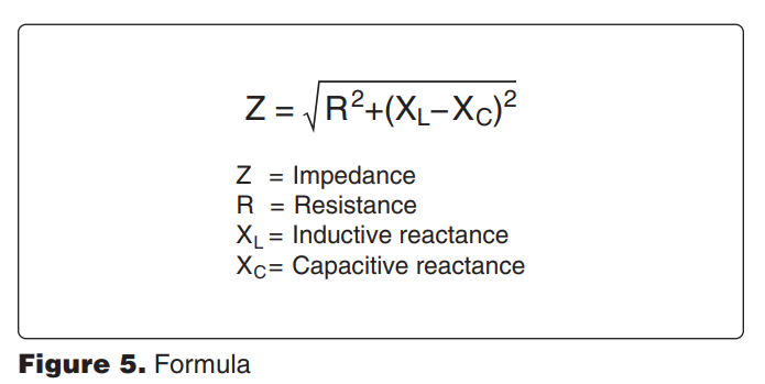 <p>8024. (Refer to Figure 5.) What is the impedance of an AC-series circuit consisting of an inductor with a reactance of 10 ohms, a capacitor with a reactance of 4 ohms, and a resistor with a resistance of 8 ohms? </p><p>A—22 ohms. </p><p>B—5.29 ohms. </p><p>C—10 ohms</p>