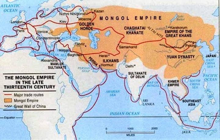 <p>flourished under the unity of the Mongols, only to lose favor again when the Mongols fell.</p>