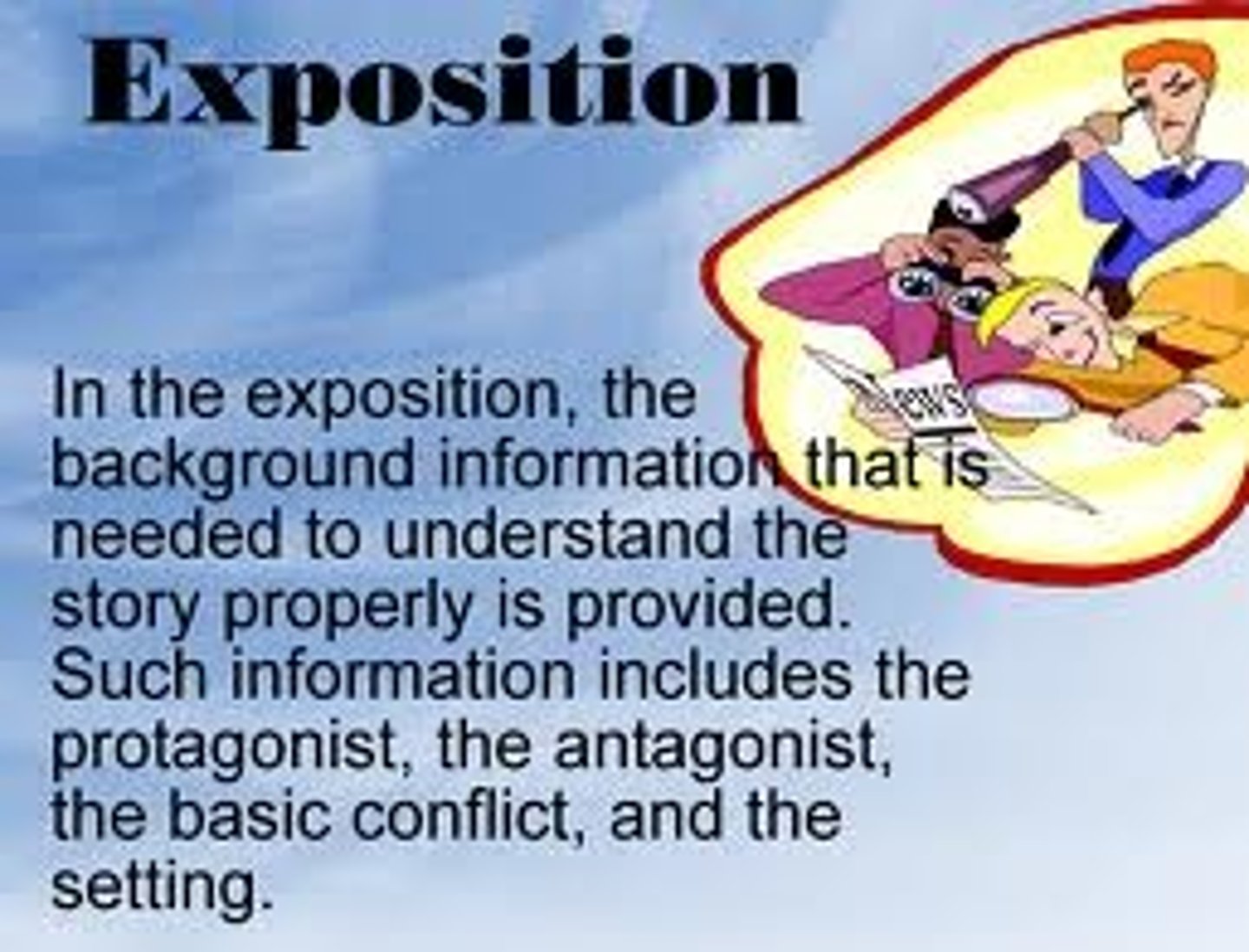 <p>Background information presented in a literary work.</p><p>This is usually at the very beginning</p>