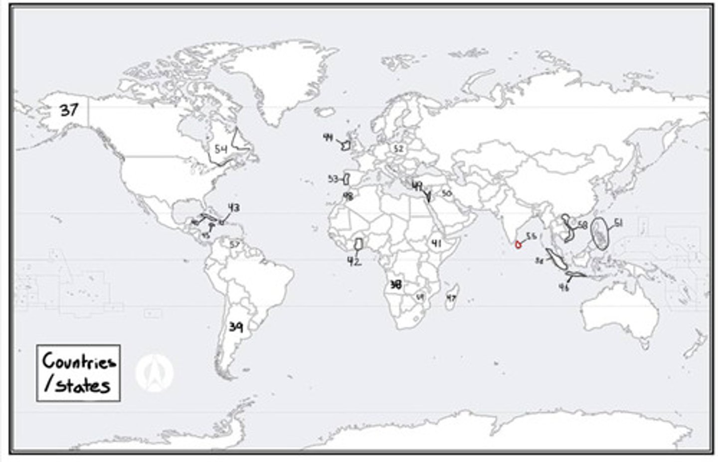 <p>What is #55? (countries/states)</p>