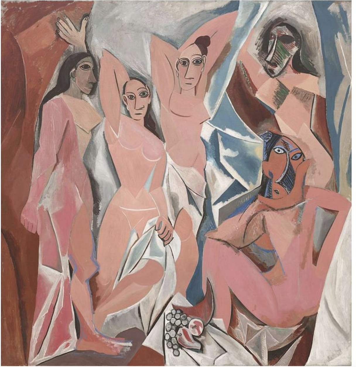 <ul><li><p><span><strong>Key Features</strong>:<br><br></span></p><ul><li><p><span>Depicts five nude women in a brothel, with fragmented and angular forms that challenge traditional notions of the human figure.<br><br></span></p></li><li><p><span>The painting is known for its break with perspective, using geometric shapes and sharp angles to distort the human body.<br><br></span></p></li><li><p><span>It marks the birth of Cubism, a revolutionary style that Picasso co-developed with Georges Braque.<br><br></span></p></li></ul></li></ul><p><span><strong>Memorable Fact</strong>: Considered one of Picasso’s most important works, it shattered artistic conventions and paved the way for the development of Cubism.<br></span></p>
