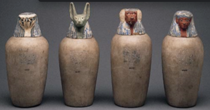 <p>canopic jars </p>