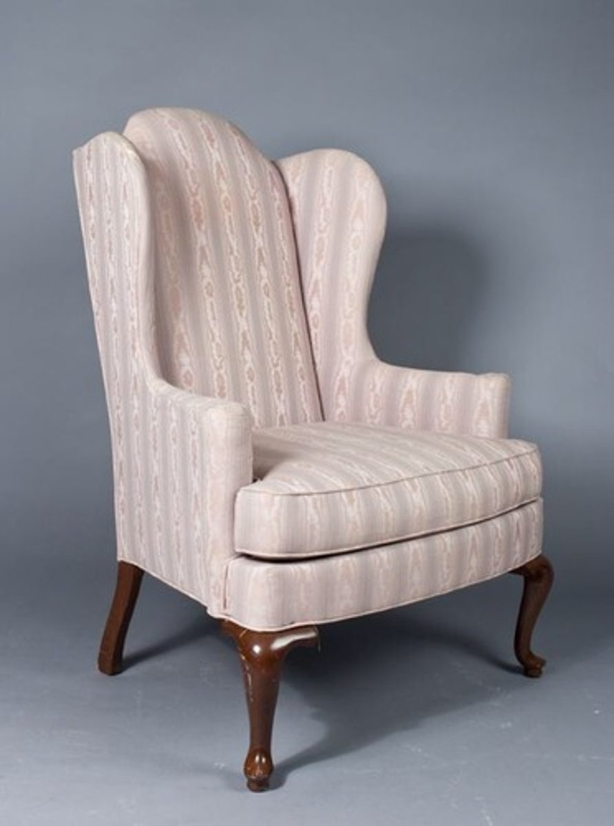 <p>Restoration period</p><p>sleeping chair</p><p>carved front piece</p><p>fringe</p><p>sides</p><p>velvet</p>