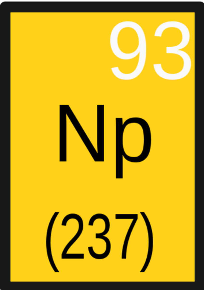 <p>Symbol: Np<br>Atomic Mass: <br>Atomic Number: 93</p>