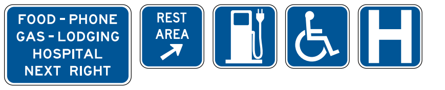 <p>Motorist Service signs</p>