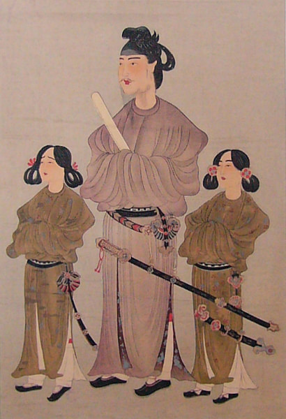 <p>Shōtoku taishi 聖徳太子 (lit. Prince of Holy Virtue) ―honorific appellation</p><p>• Imperial prince</p><p>• Regent of his aunt, Empress Suiko</p><p>• Promulgated:</p><p>• The twelve Chinese-style court ranks (冠位十二階)</p><p>• The Seventeen-Article Constitution (十七条憲法)</p><p>• Contributed to the spread of Buddhism</p><p>• Established several Buddhist temples</p><p>• Protector of Buddhism</p><p>• Considered an ideal leader both in political and spiritual realms</p>